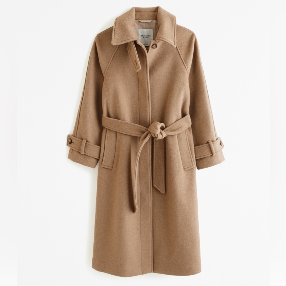 Abercrombie & Fitch Wool-Blend Funnel Neck Coat